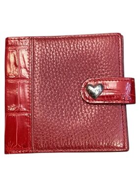 Brighton Bellissimo Red Pebbled Leather Silver-tone Heart Small Wallet